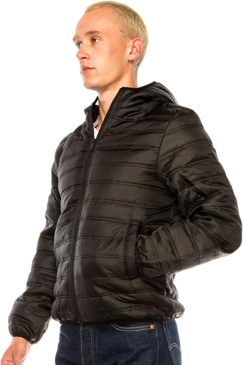 1826 Water-resistant Puffer Mens Quilted Full Zip Jackets, Sherpa lining, Fleece Lining With and Without Hood
