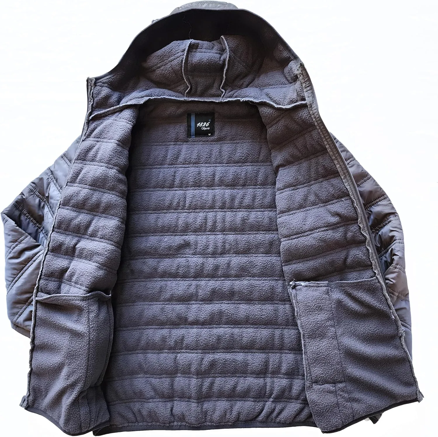 1826 Water-resistant Puffer Mens Quilted Full Zip Jackets, Sherpa lining, Fleece Lining With and Without Hood