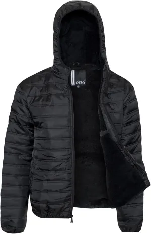 1826 Water-resistant Puffer Mens Quilted Full Zip Jackets, Sherpa lining, Fleece Lining With and Without Hood