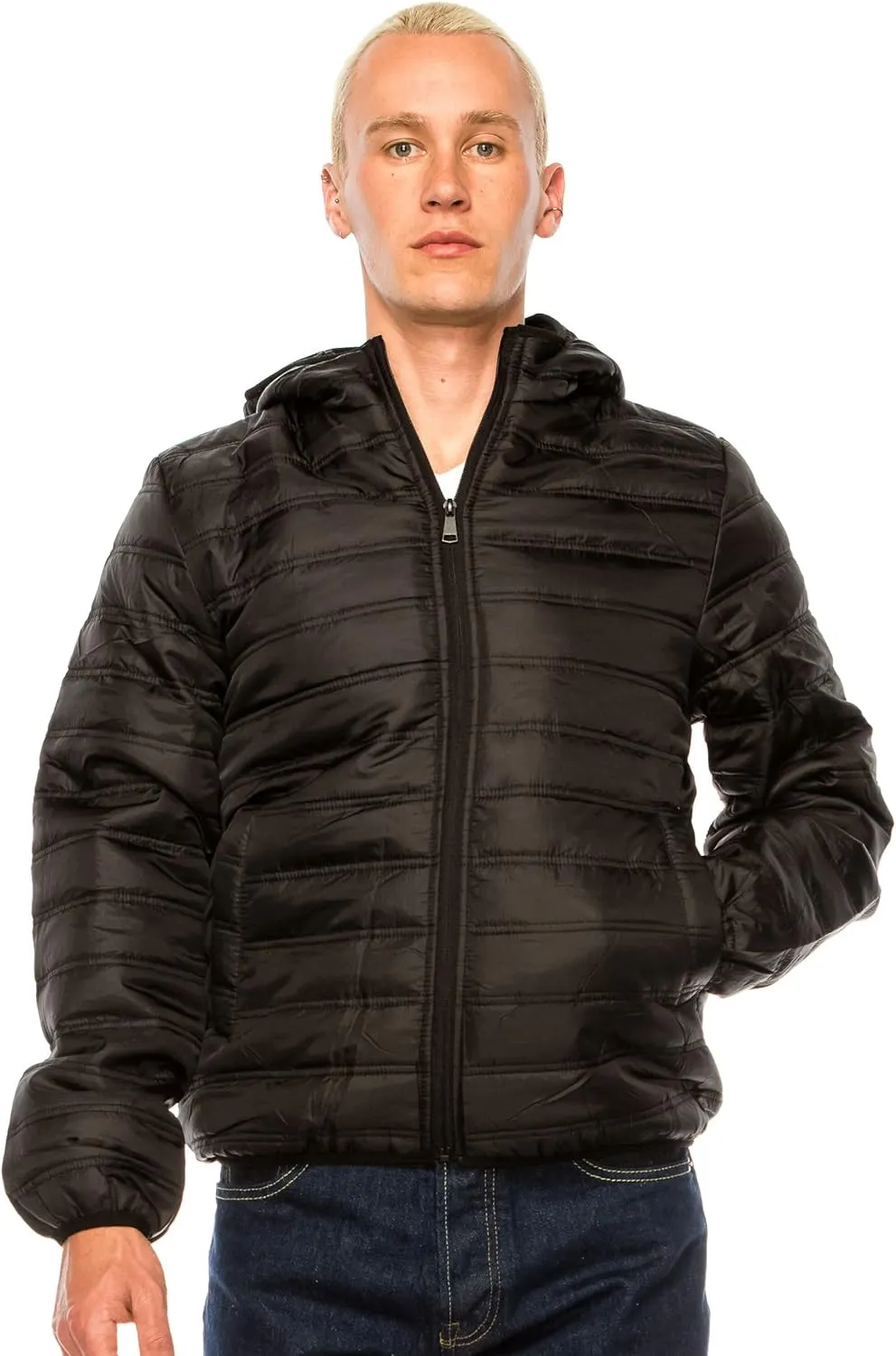 1826 Water-resistant Puffer Mens Quilted Full Zip Jackets, Sherpa lining, Fleece Lining With and Without Hood