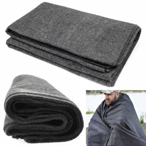 2 Pc Jumbo Military Wool Blanket Army Outdoor Camping Heavy Duty 3.75lb 66"X90"