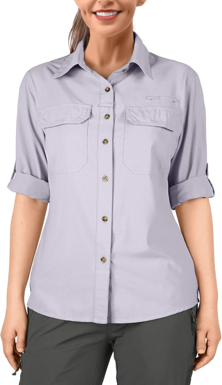 33,000ft Women's UPF 50 UV Sun Protection Shirt, Cool Quick Dry Long Sleeve Outdoor Fishing Hiking Safari Travel Shirt