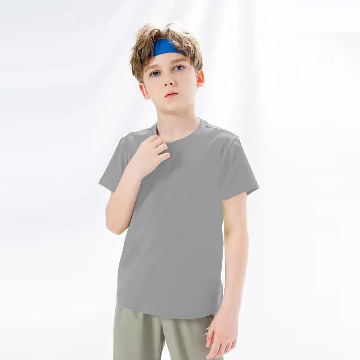 4 Pack Boys/Youth/Kids Quick Dry Sports Tee Shirt Mesh Moisture Wicking Active Athletic T-Shirt(4-18Years)