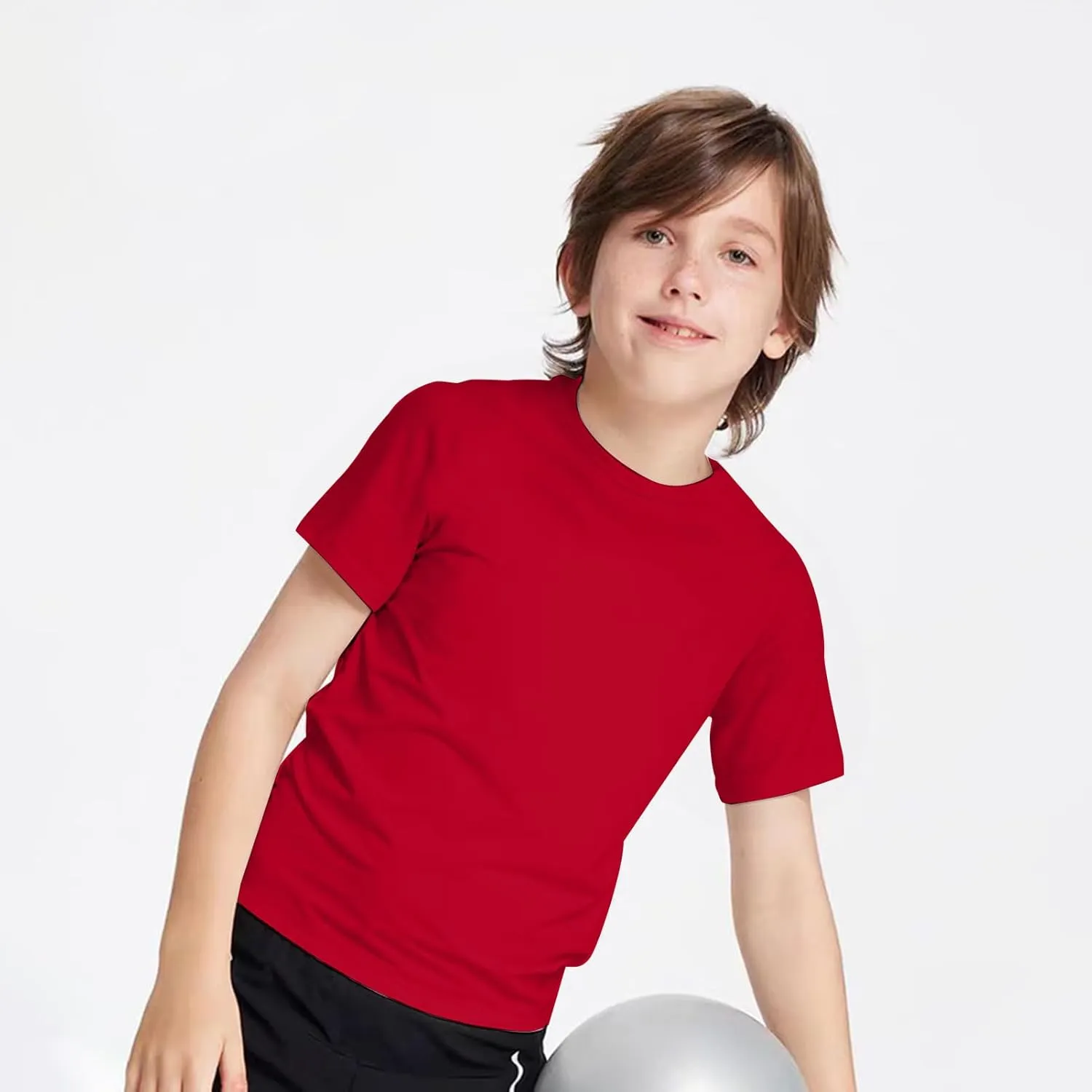 4 Pack Boys/Youth/Kids Quick Dry Sports Tee Shirt Mesh Moisture Wicking Active Athletic T-Shirt(4-18Years)