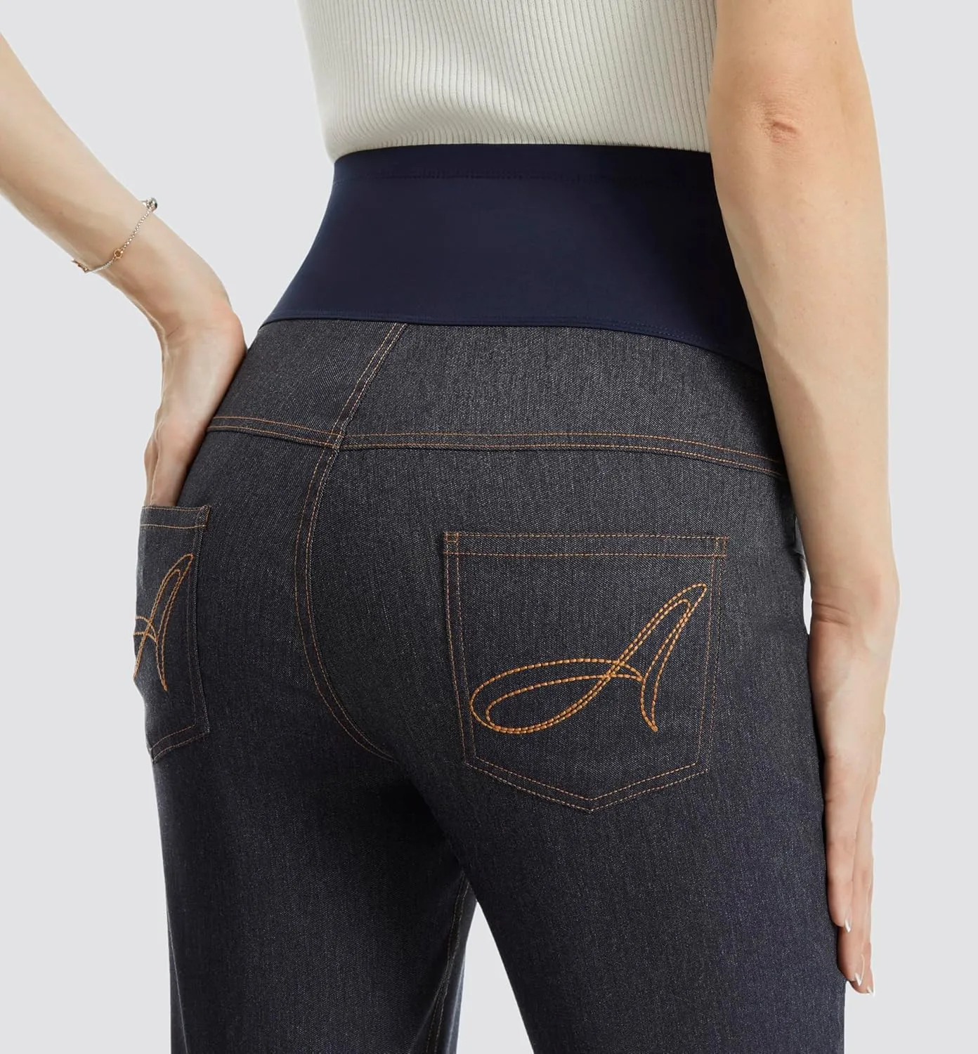 AFITNE Women's Maternity Jeans Over The Belly Stretchy Pull On High Waist Skinny Pregnancy Denim Pants with Pockets 28/30