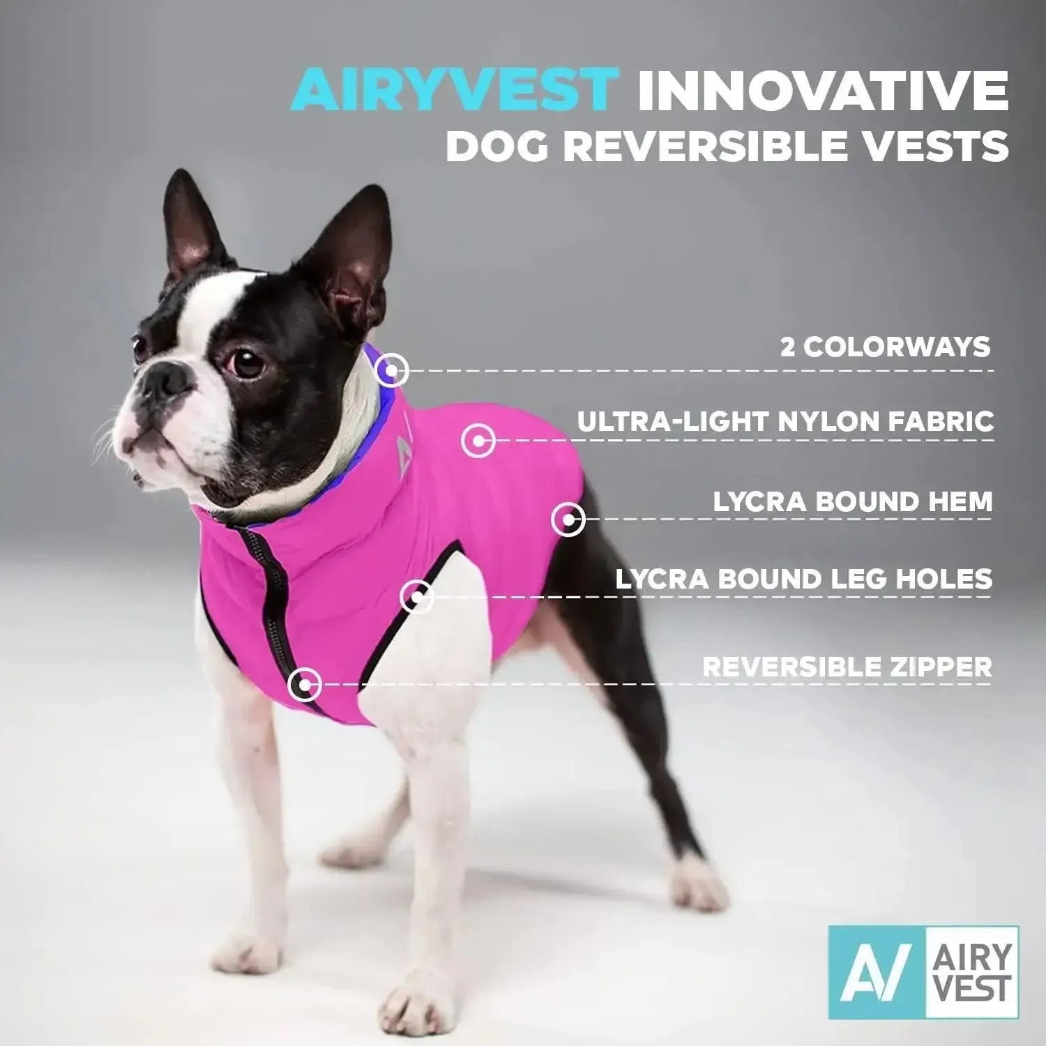 AiryVest Lightweight Reversible Winter Dog Coat Warm Dog Jacket  Water
