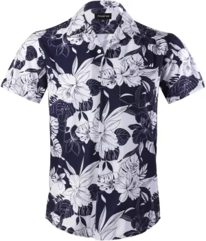 Allsense Men's Short-Sleeve Button-Down Tropical Hawaiian Shirt