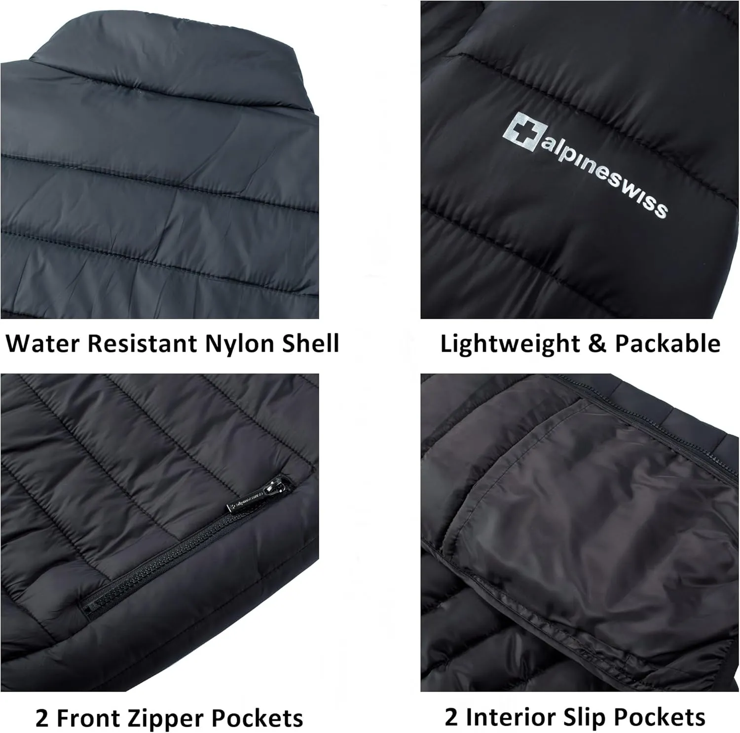 Alpine Swiss Niko Mens Down Alternative Jacket Puffer Coat Packable Warm Insulation & Lightweight