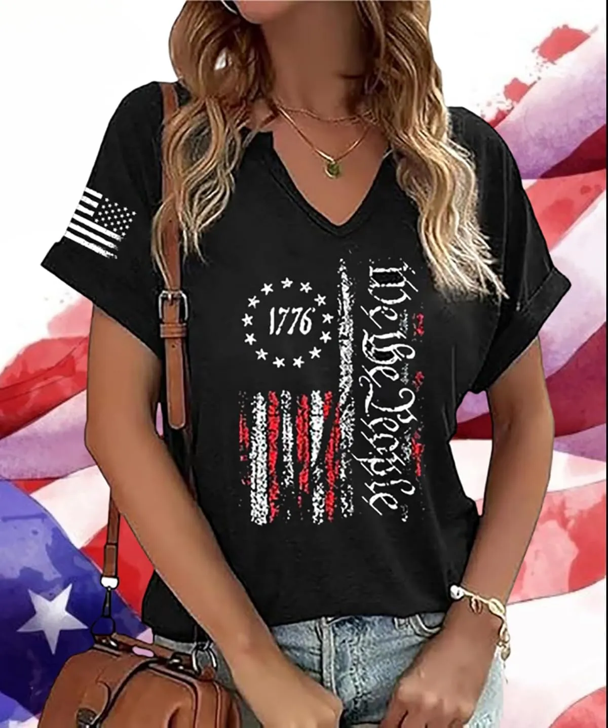 American Flag T-Shirt for Women Patriotic Graphic Tee 4th of July Independence Day Shirt Casual Short Sleeve Tops
