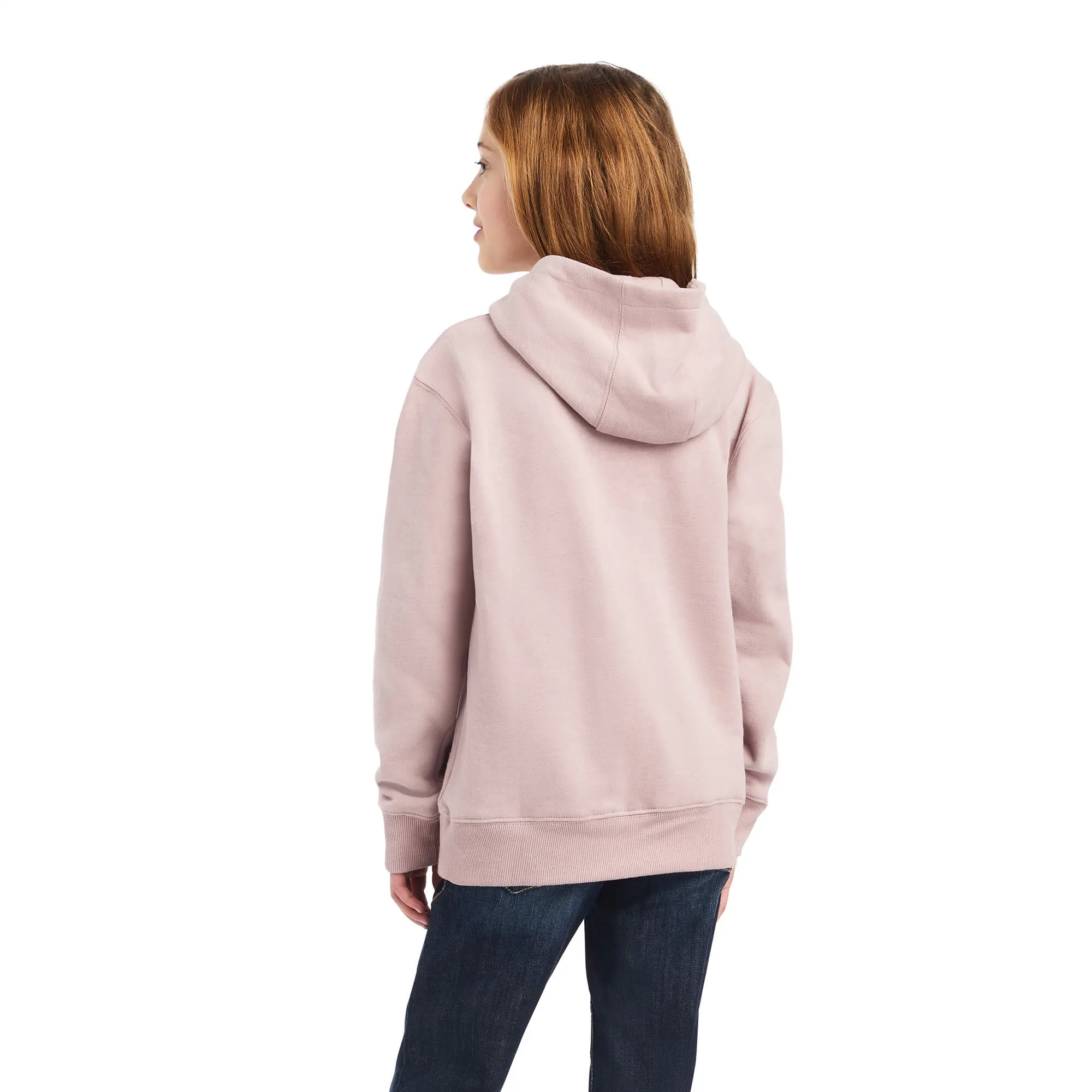 Ariat® Girl's R.E.A.L™ Glitter Logo Nostalgia Rose Heather Hoodie 10042234
