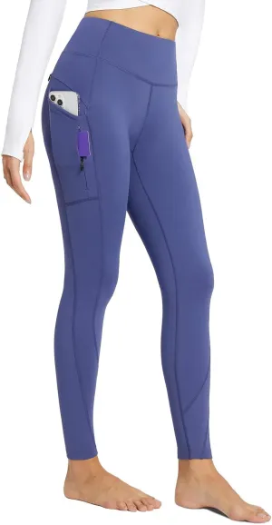 baleaf Women's Fleece Lined Leggings with 5 Pockets, Thermal Warm Winter Tights High Waisted Yoga Pants Cold Running Gear