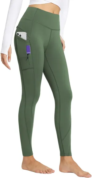 baleaf Women's Fleece Lined Leggings with 5 Pockets, Thermal Warm Winter Tights High Waisted Yoga Pants Cold Running Gear
