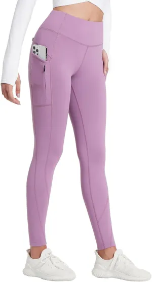 baleaf Women's Fleece Lined Leggings with 5 Pockets, Thermal Warm Winter Tights High Waisted Yoga Pants Cold Running Gear
