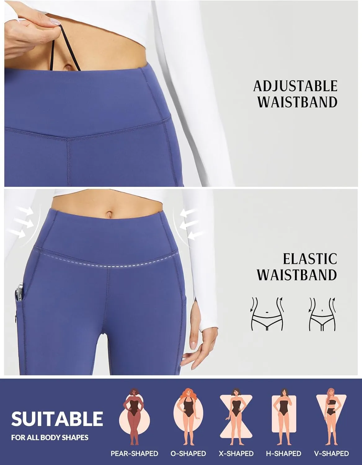 baleaf Women's Fleece Lined Leggings with 5 Pockets, Thermal Warm Winter Tights High Waisted Yoga Pants Cold Running Gear