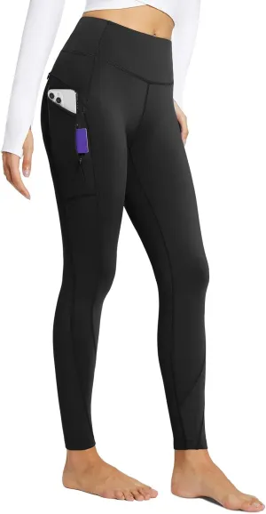 baleaf Women's Fleece Lined Leggings with 5 Pockets, Thermal Warm Winter Tights High Waisted Yoga Pants Cold Running Gear