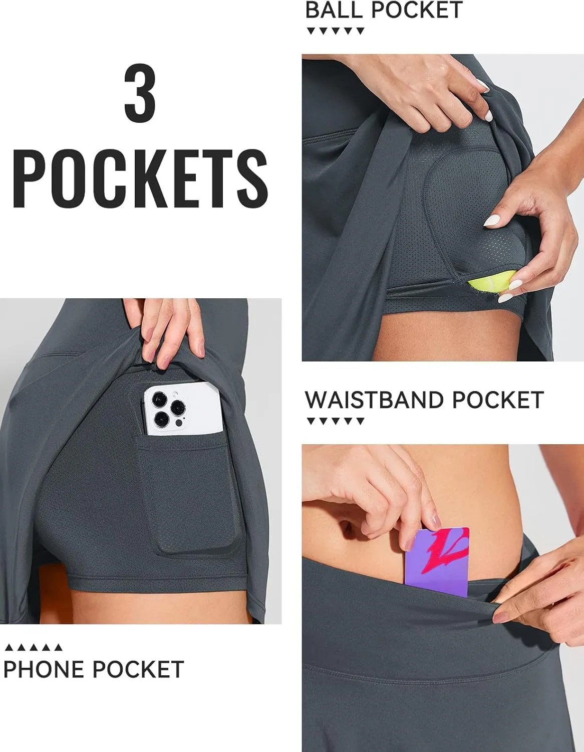 baleaf Women's Pleated Tennis Skirt Skorts for Woman Golf Skirts with Pockets Athletic Running Workout Sports