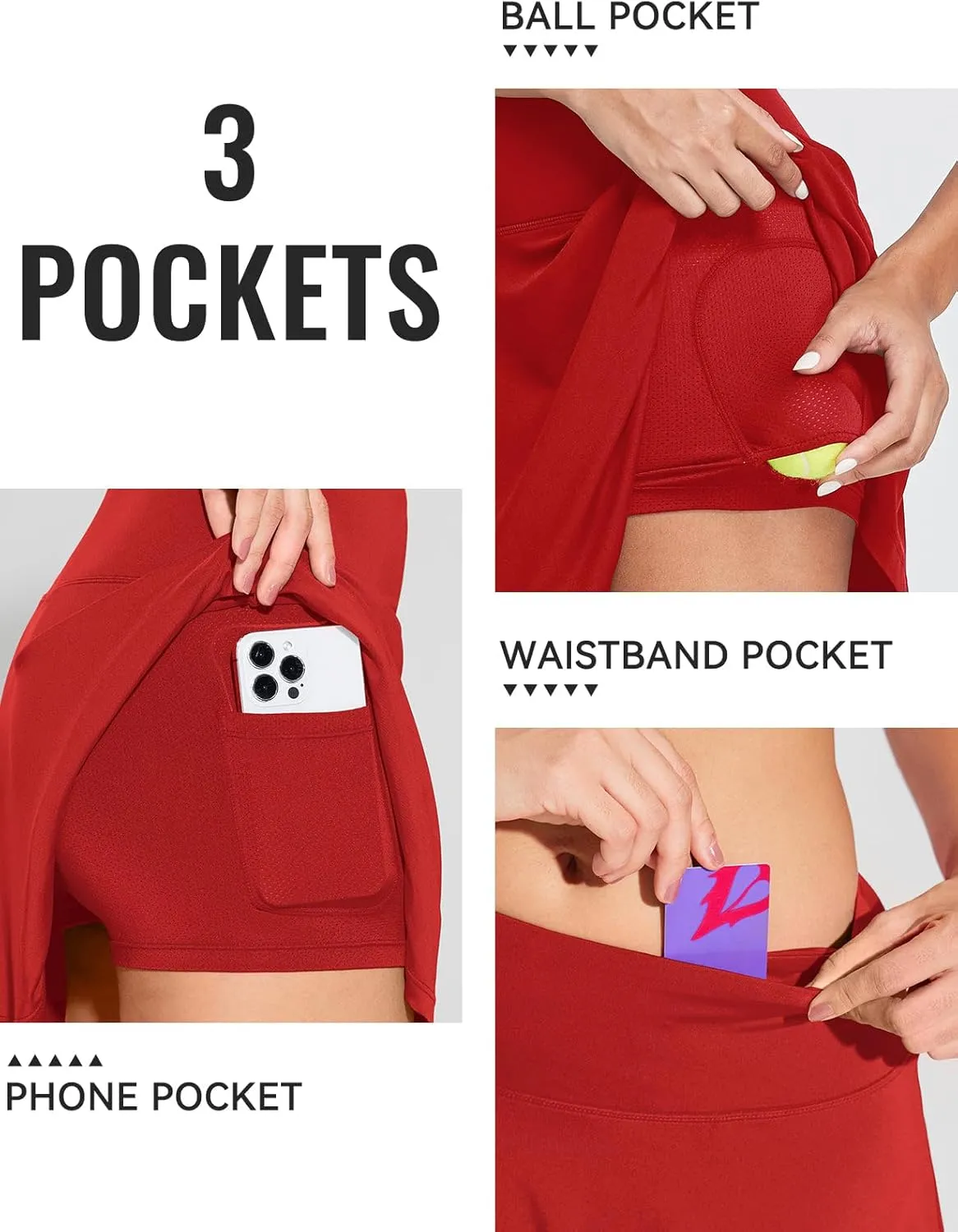 baleaf Women's Pleated Tennis Skirt Skorts for Woman Golf Skirts with Pockets Athletic Running Workout Sports