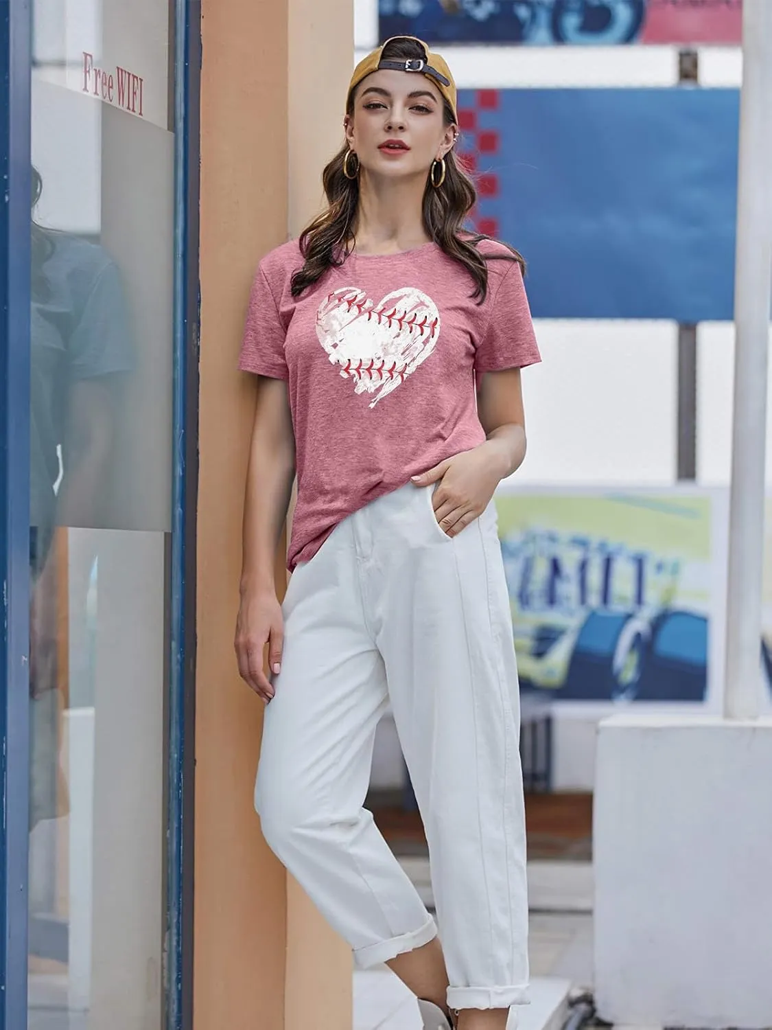 Baseball Shirts Women Baseball Mom Tshirt Baseball Heart Graphic Tee Game Day Gifts Funny Short Sleeve Tops