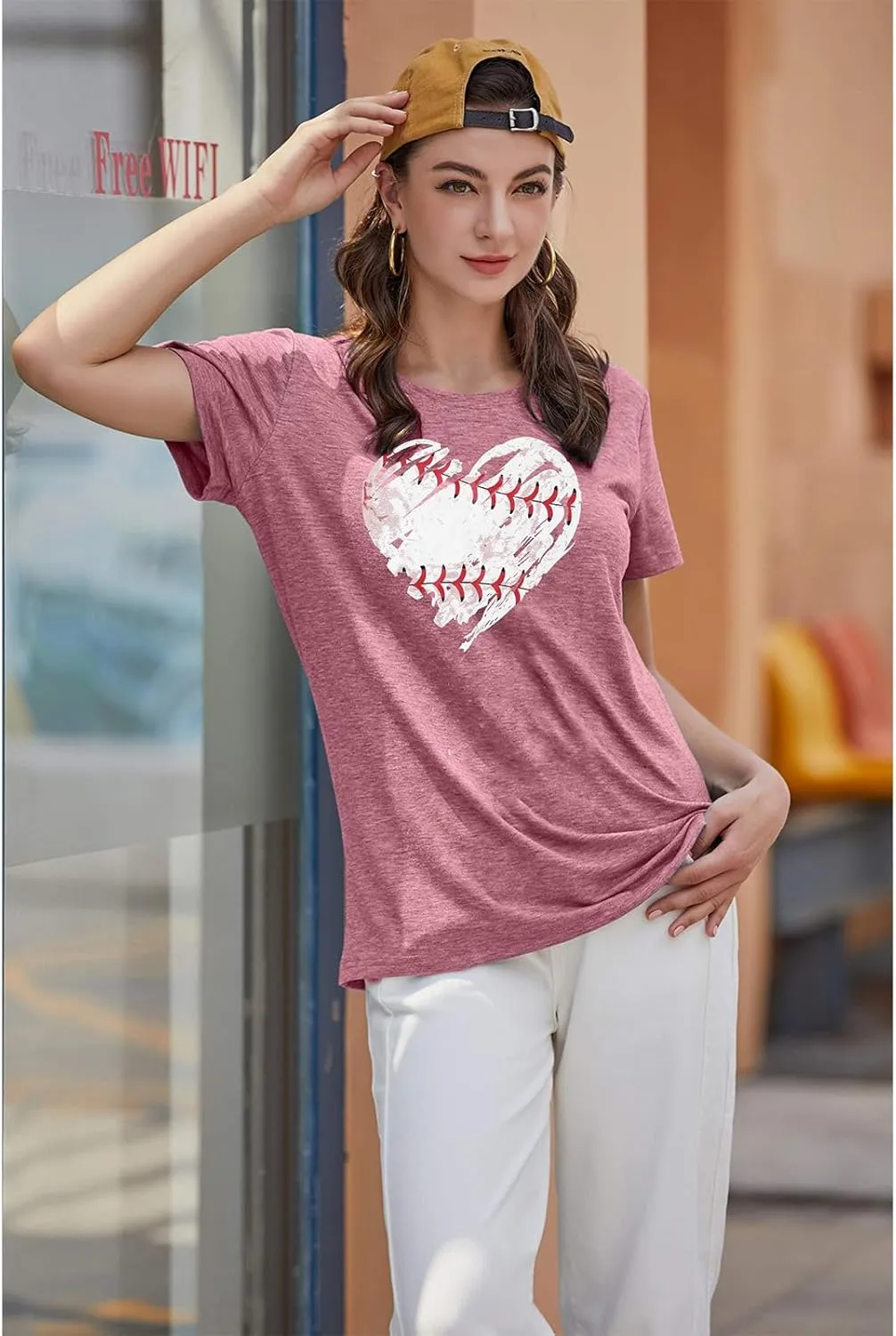 Baseball Shirts Women Baseball Mom Tshirt Baseball Heart Graphic Tee Game Day Gifts Funny Short Sleeve Tops