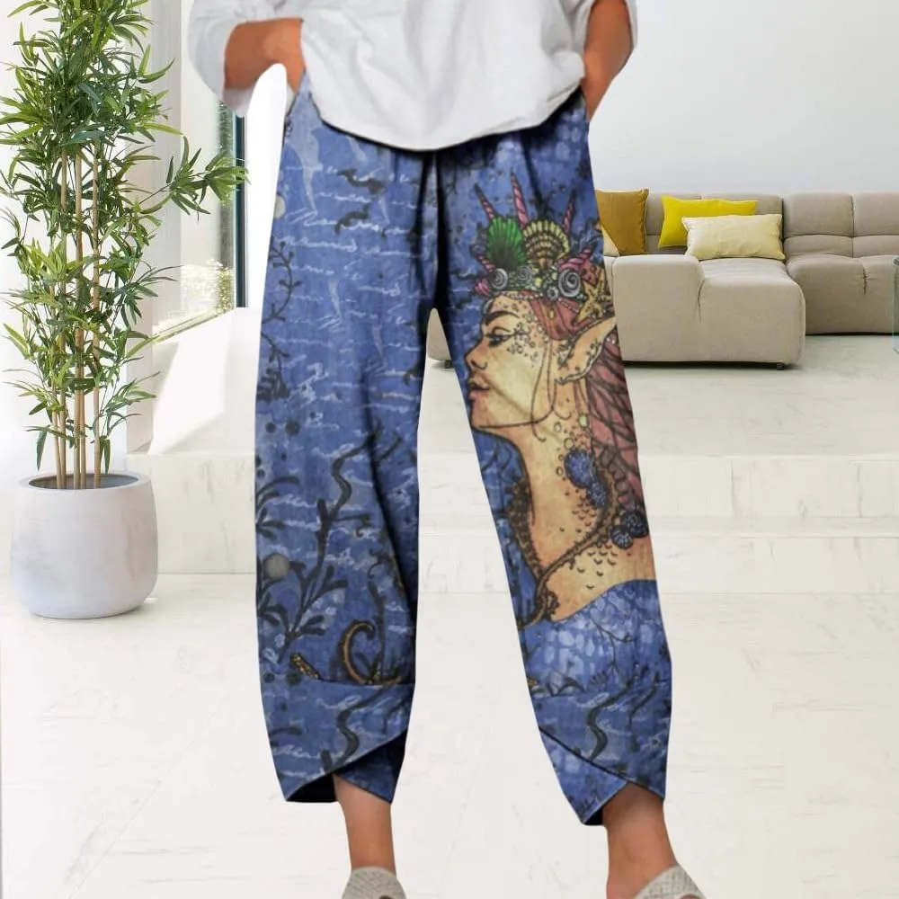 Bengbobar Linen Capris for Women Wide Leg Sweatpants Casual Capri Pants Baggy Palazzo Pants Cropped Summer Beach Trousers