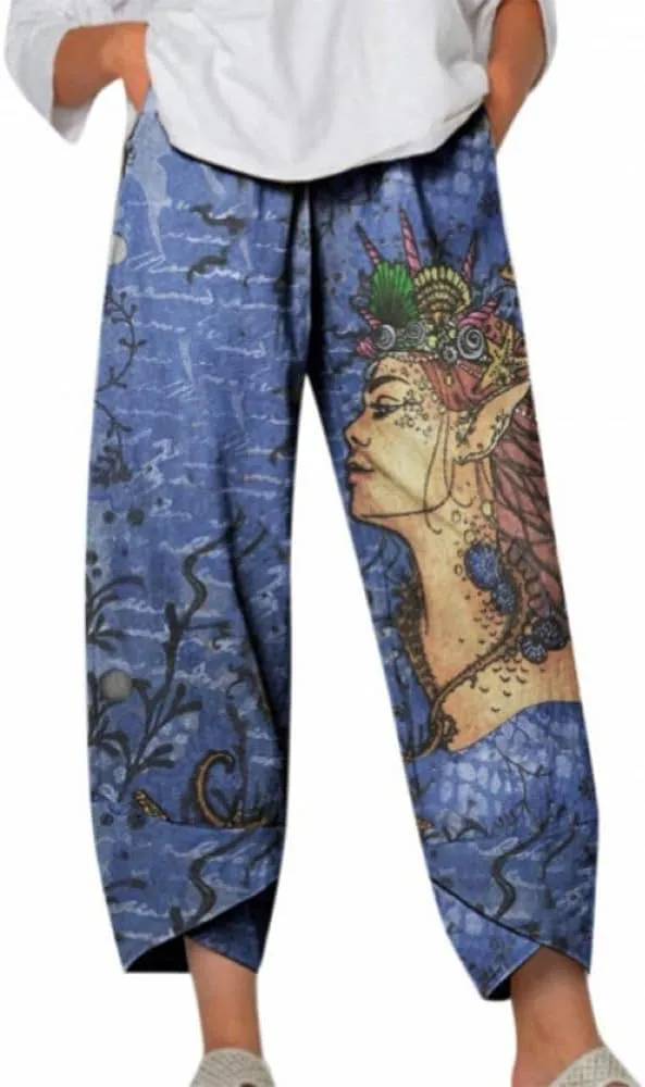 Bengbobar Linen Capris for Women Wide Leg Sweatpants Casual Capri Pants Baggy Palazzo Pants Cropped Summer Beach Trousers