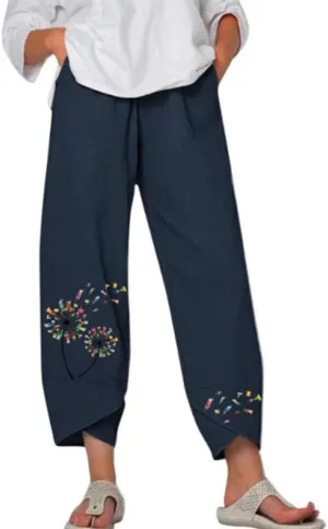 Bengbobar Linen Capris for Women Wide Leg Sweatpants Casual Capri Pants Baggy Palazzo Pants Cropped Summer Beach Trousers