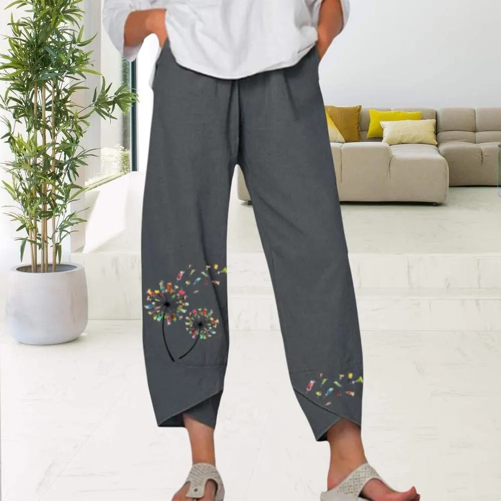 Bengbobar Linen Capris for Women Wide Leg Sweatpants Casual Capri Pants Baggy Palazzo Pants Cropped Summer Beach Trousers
