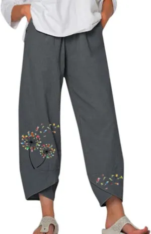 Bengbobar Linen Capris for Women Wide Leg Sweatpants Casual Capri Pants Baggy Palazzo Pants Cropped Summer Beach Trousers