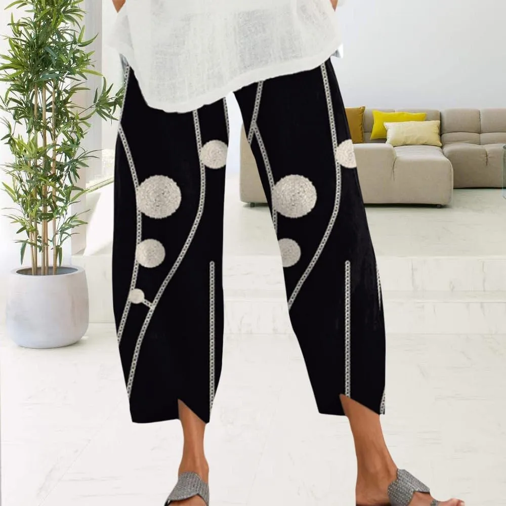 Bengbobar Linen Capris for Women Wide Leg Sweatpants Casual Capri Pants Baggy Palazzo Pants Cropped Summer Beach Trousers