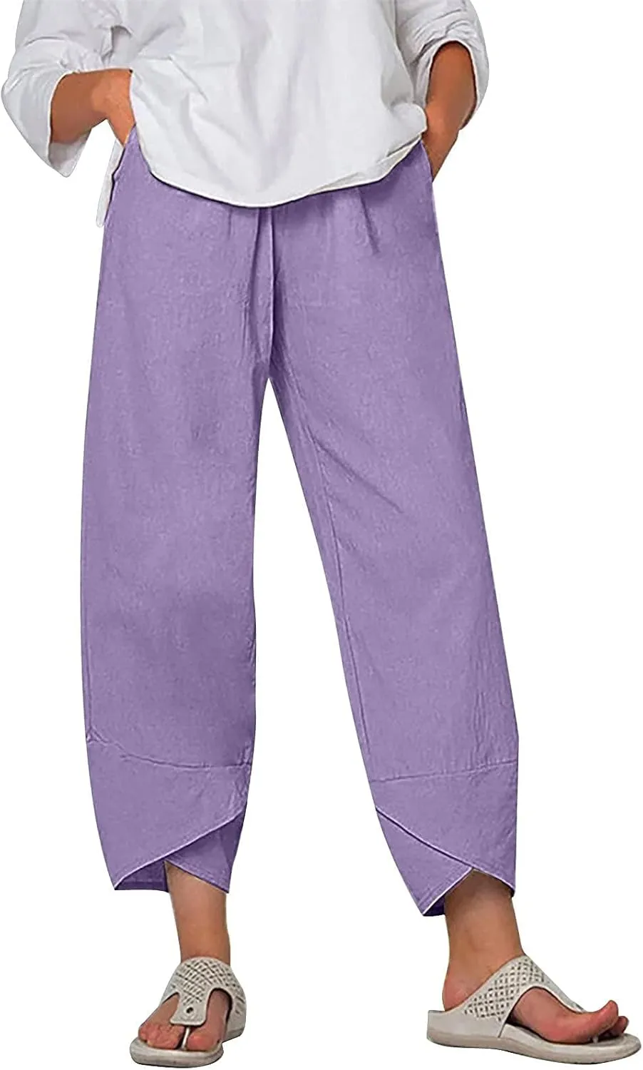 Bengbobar Linen Pants Women Wide Leg Sweatpants Straight Casual Summer Capri Pants Comfy Baggy Trousers Palazzo Lounge