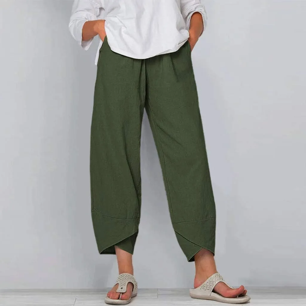 Bengbobar Linen Pants Women Wide Leg Sweatpants Straight Casual Summer Capri Pants Comfy Baggy Trousers Palazzo Lounge