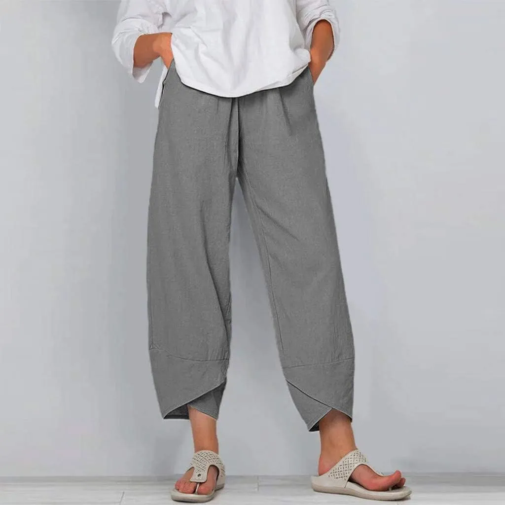 Bengbobar Linen Pants Women Wide Leg Sweatpants Straight Casual Summer Capri Pants Comfy Baggy Trousers Palazzo Lounge