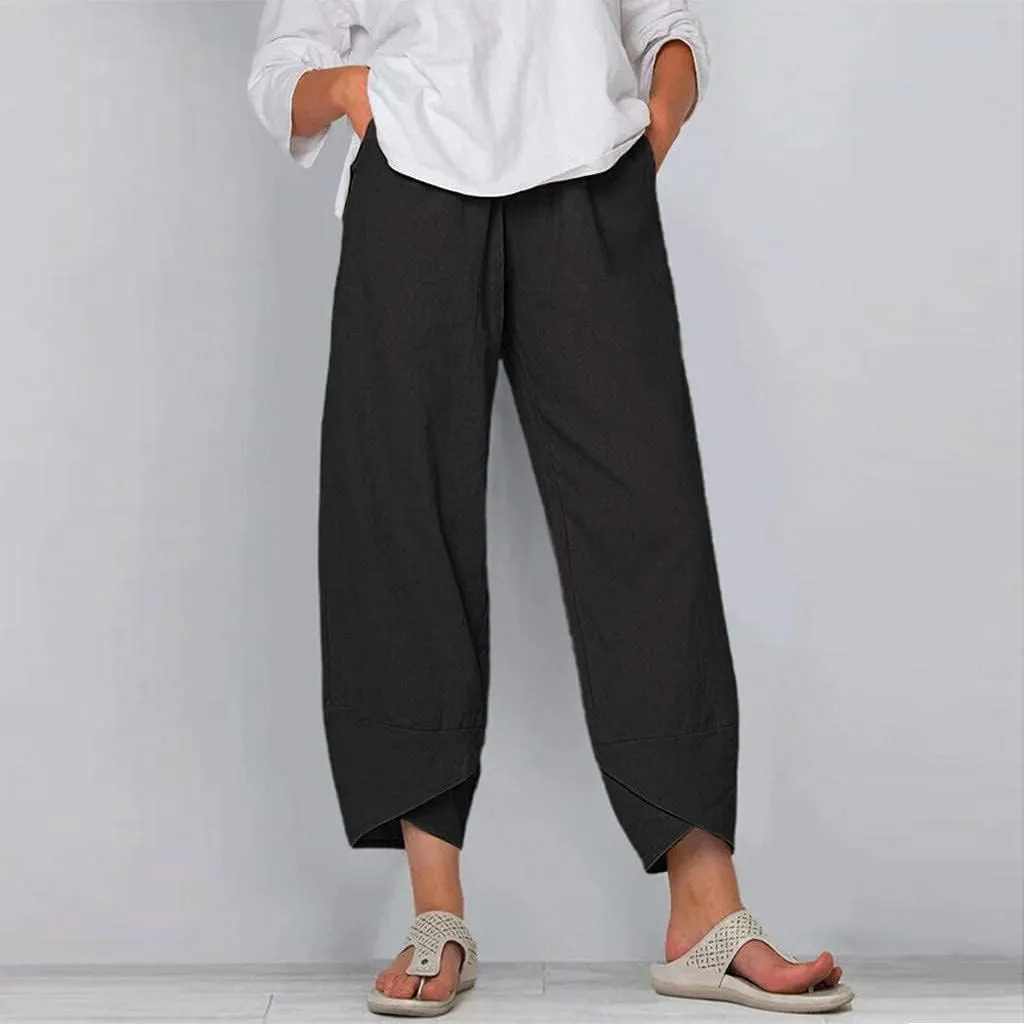 Bengbobar Linen Pants Women Wide Leg Sweatpants Straight Casual Summer Capri Pants Comfy Baggy Trousers Palazzo Lounge