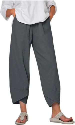 Bengbobar Linen Pants Women Wide Leg Sweatpants Straight Casual Summer Capri Pants Comfy Baggy Trousers Palazzo Lounge