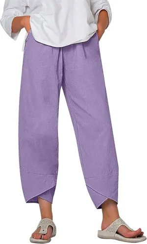 Bengbobar Linen Pants Women Wide Leg Sweatpants Straight Casual Summer Capri Pants Comfy Baggy Trousers Palazzo Lounge