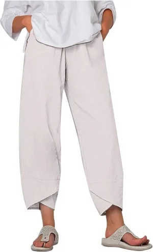Bengbobar Linen Pants Women Wide Leg Sweatpants Straight Casual Summer Capri Pants Comfy Baggy Trousers Palazzo Lounge