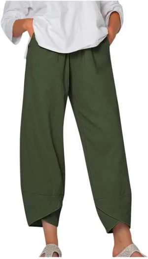 Bengbobar Linen Pants Women Wide Leg Sweatpants Straight Casual Summer Capri Pants Comfy Baggy Trousers Palazzo Lounge