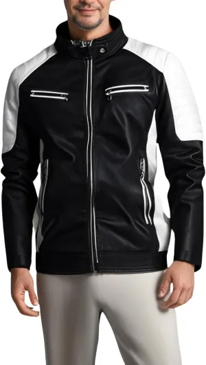 Bengbobar Men's Riding Jackets for Motorcycles Men Leather Biker Motorcycle Biker Waterproof Military Tops Full Zip Fall Coat
