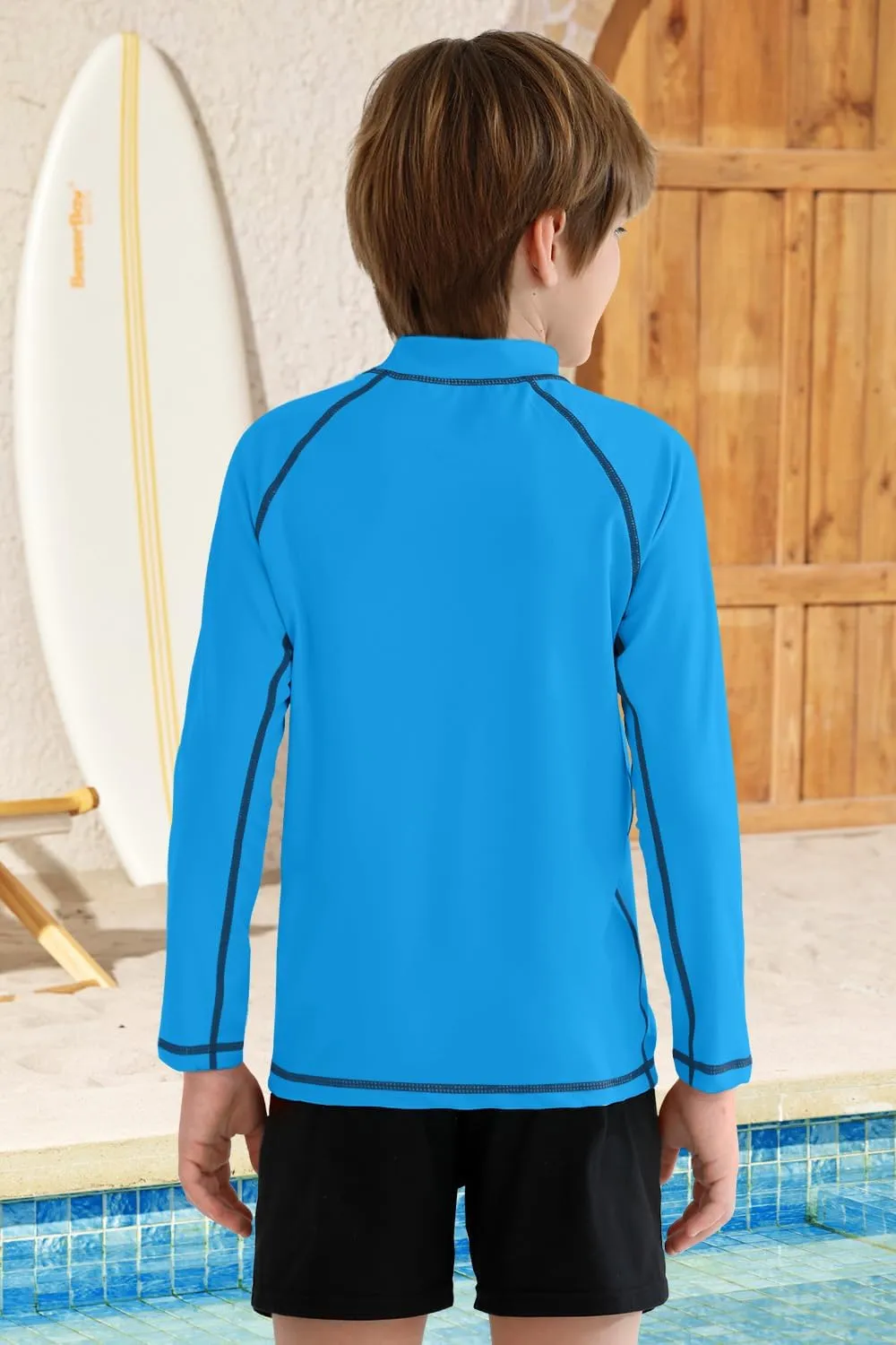 BesserBay Boys Sun Protection Long Sleeve Rash Guard Shirt UPF 50  Rashguard Swim Shir Surfing Shirt 4-14 Year