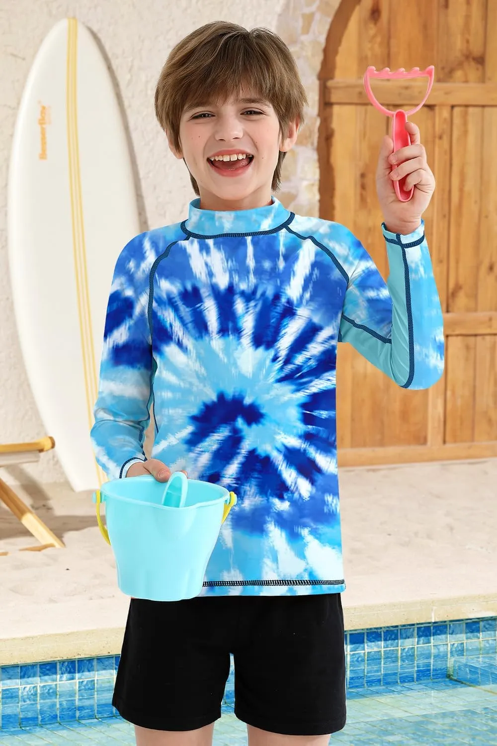 BesserBay Boys Sun Protection Long Sleeve Rash Guard Shirt UPF 50  Rashguard Swim Shir Surfing Shirt 4-14 Year