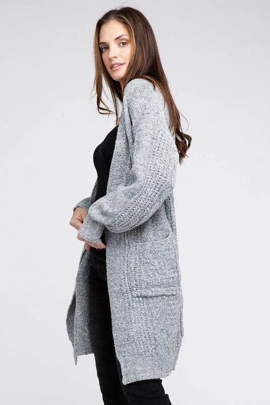 BiBi Twist Knitted Open Front Cardigan With Pockets