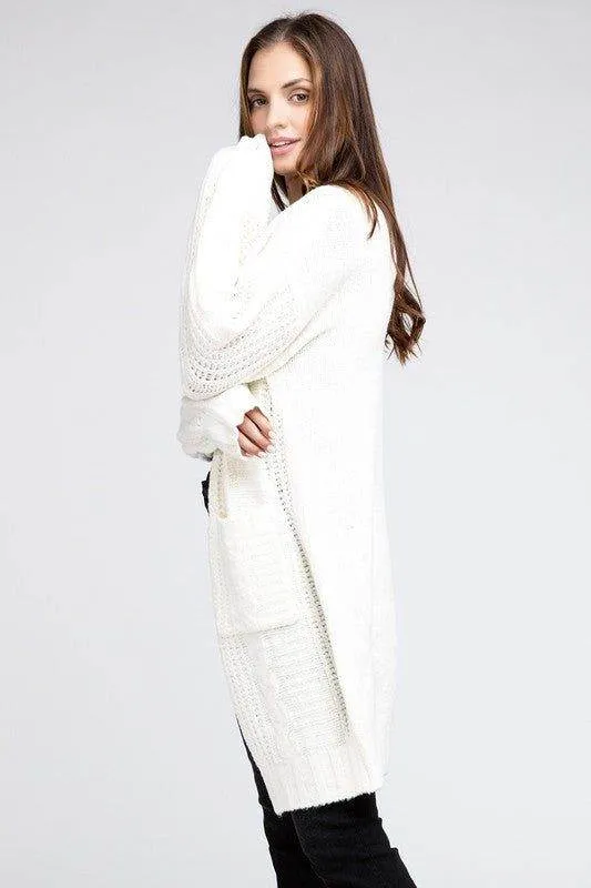 BiBi Twist Knitted Open Front Cardigan With Pockets