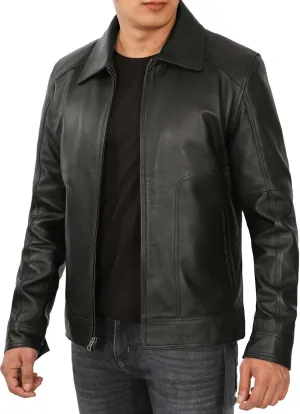 Blingsoul Disc Black Men Leather Jacket | [1104824] Thomas Black, L