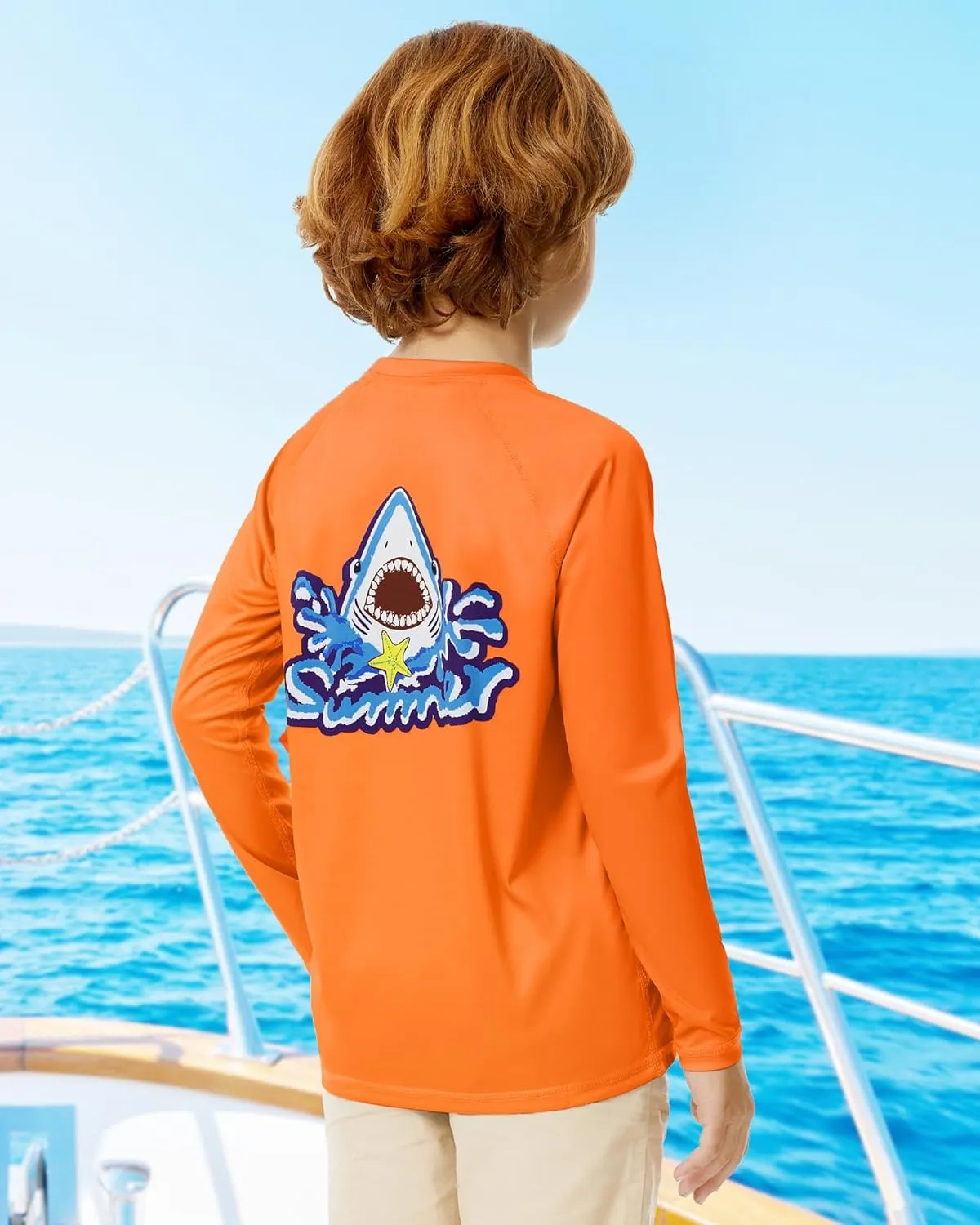Boys Rash Guard Long Sleeve UPF 50  Fishing Shirt Kids Sun Protection Swim Shirts Youth SPF Quick Dry Shirt