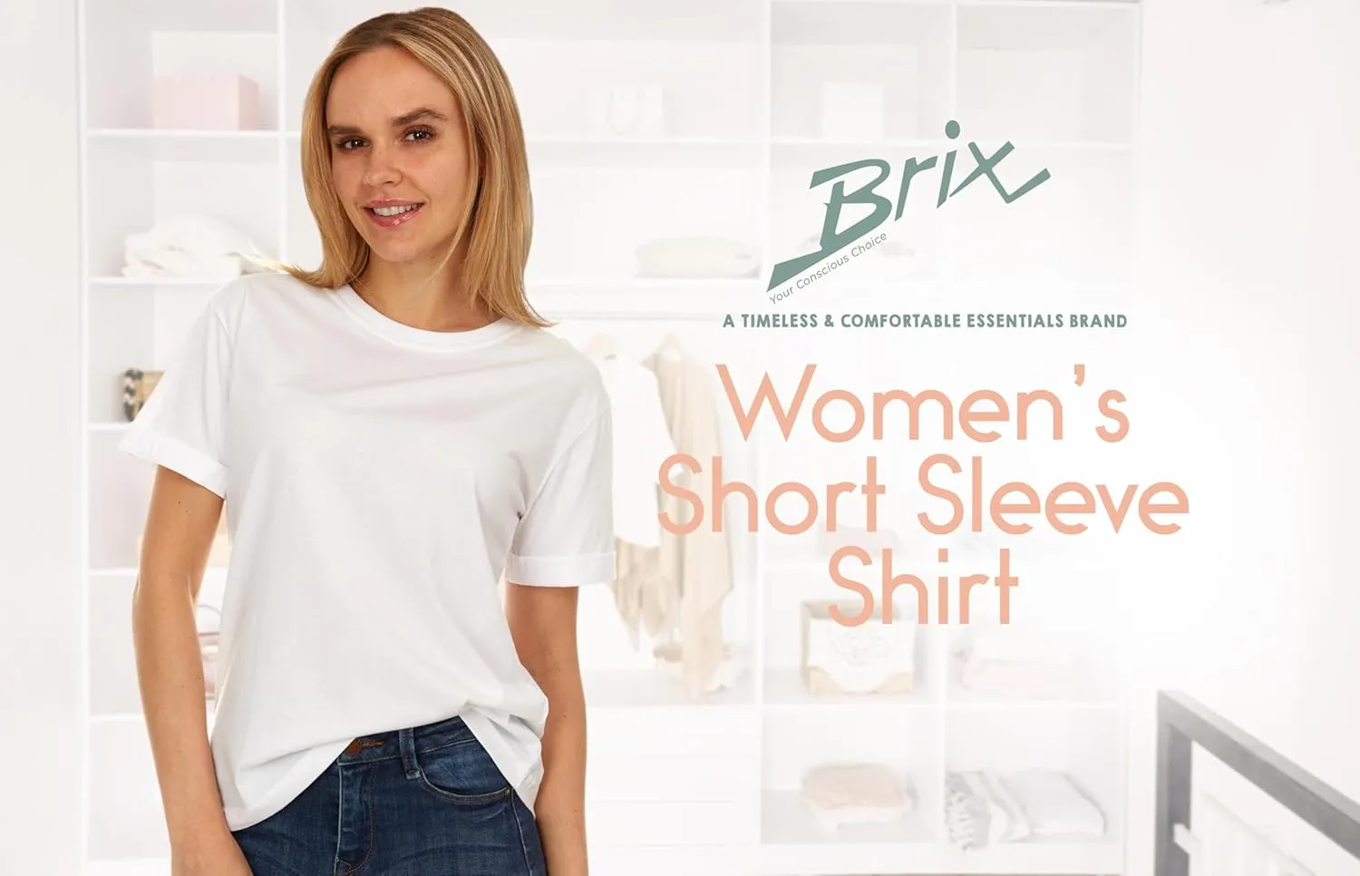 Brix Womens Loose Fit Tee - Shirts Crewneck Cotton Tees.