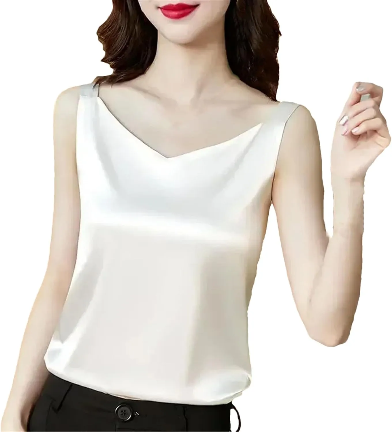 Camisoles for Women Satin Vest Shiny Silk Tank Top Sleeveless Cami Shirt