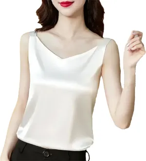 Camisoles for Women Satin Vest Shiny Silk Tank Top Sleeveless Cami Shirt