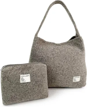 CATCHY & CRAFTY Tote Bag for Women - Plush Large Hobo Gym Bag for Workout, Yoga, Travel - Fluffy Fleece