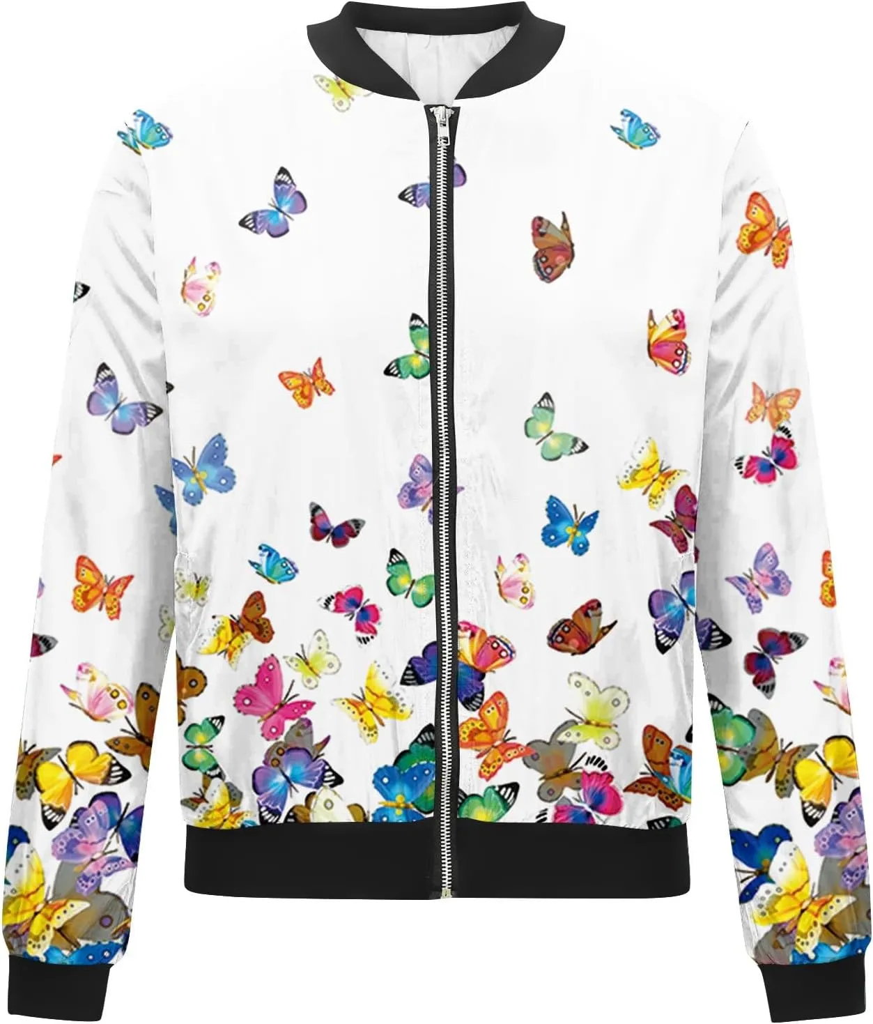 ChicCrate Bomber Jacket Women 2025 Long Sleeve Stand Collar Fall Jackets Lightweight Causal Floral Zip Up Coats