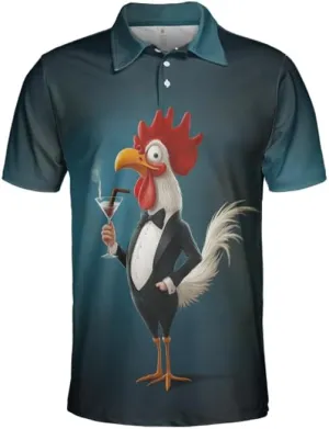 Chicken Polo Shirts for Men - Chicken Lover Stylish Mens Goft Shirt Casual Short Sleeve Button Down Outfit Set 32
